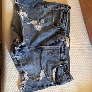 Abercrombie & Fitch Ripped Blue Jean Shorts